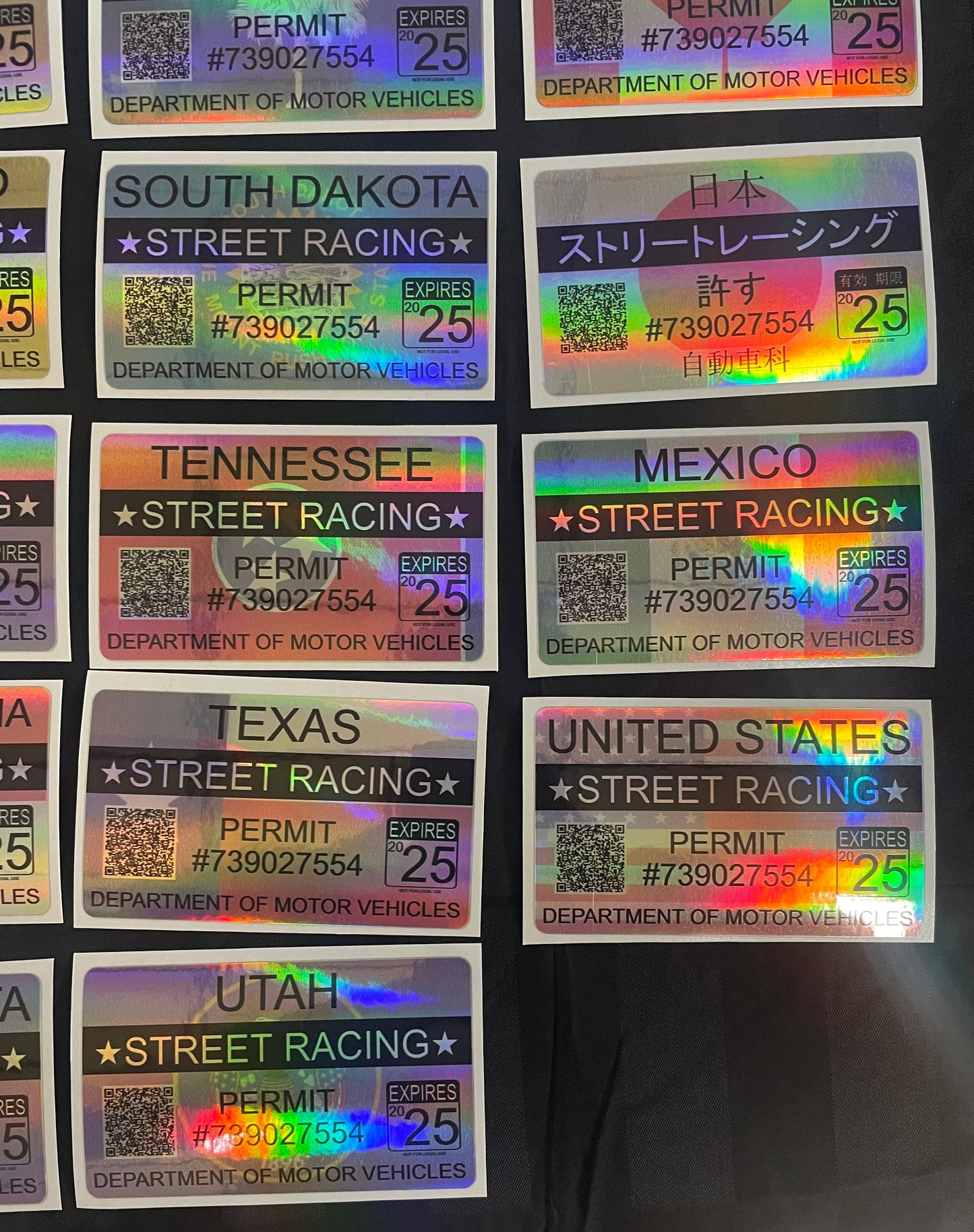 Street Racing Permit Drag Racing Stickers / Decals