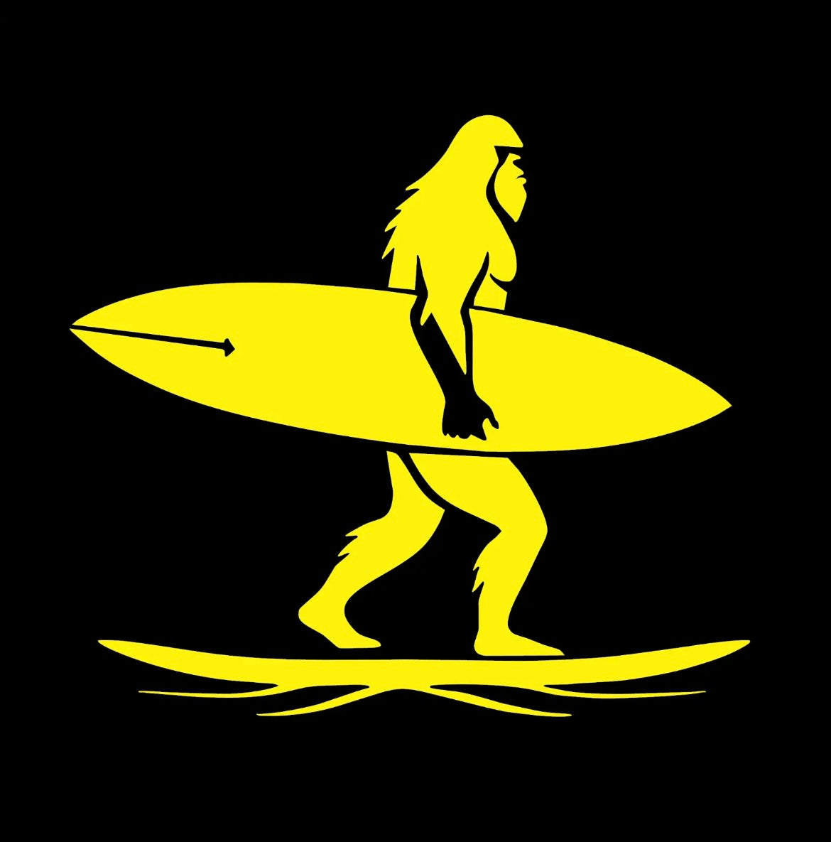 Surfing Sasquatch Bigfoot Surfboard Surf Decal / Sticker