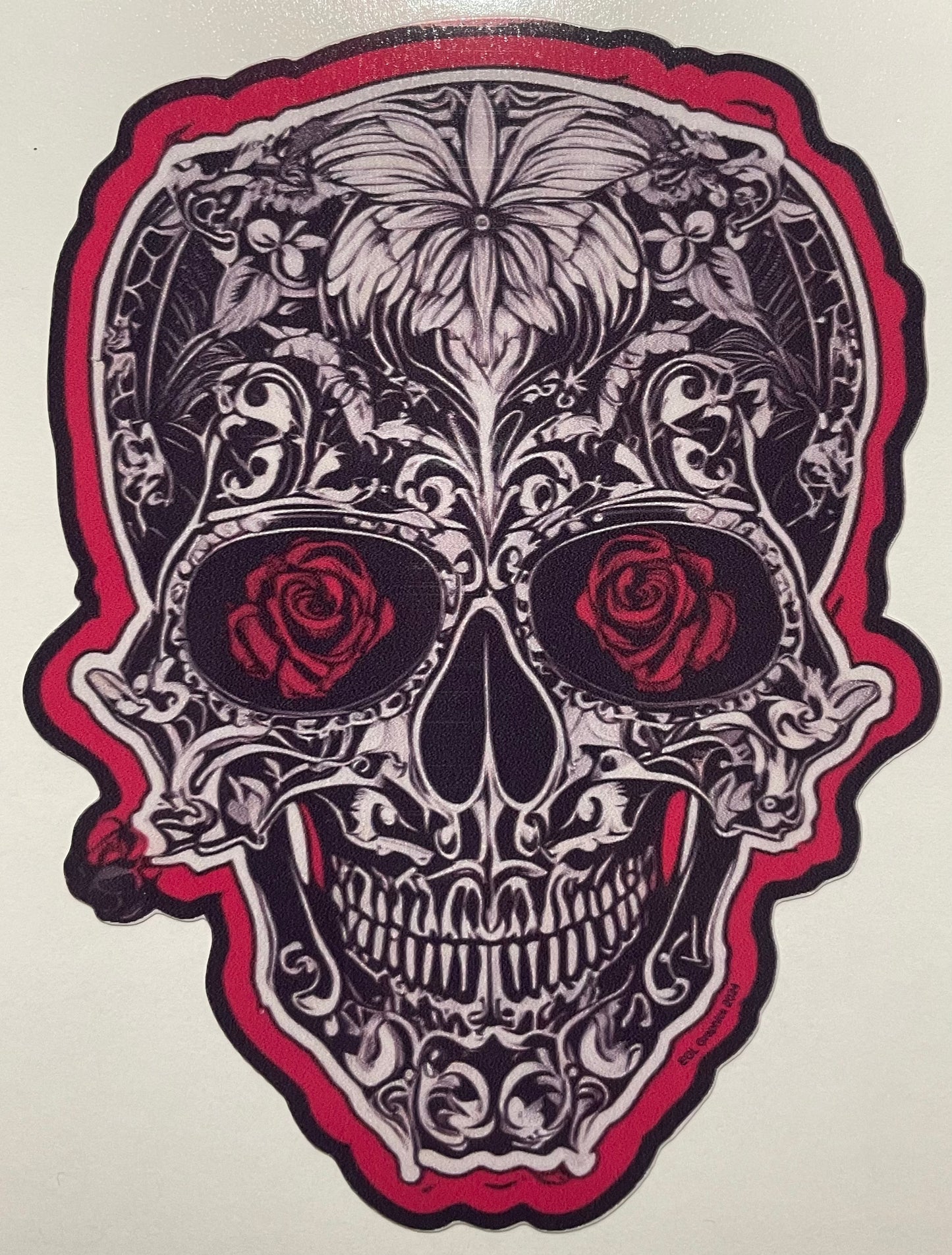 Rose Eyes Floral Skull Decal / Sticker