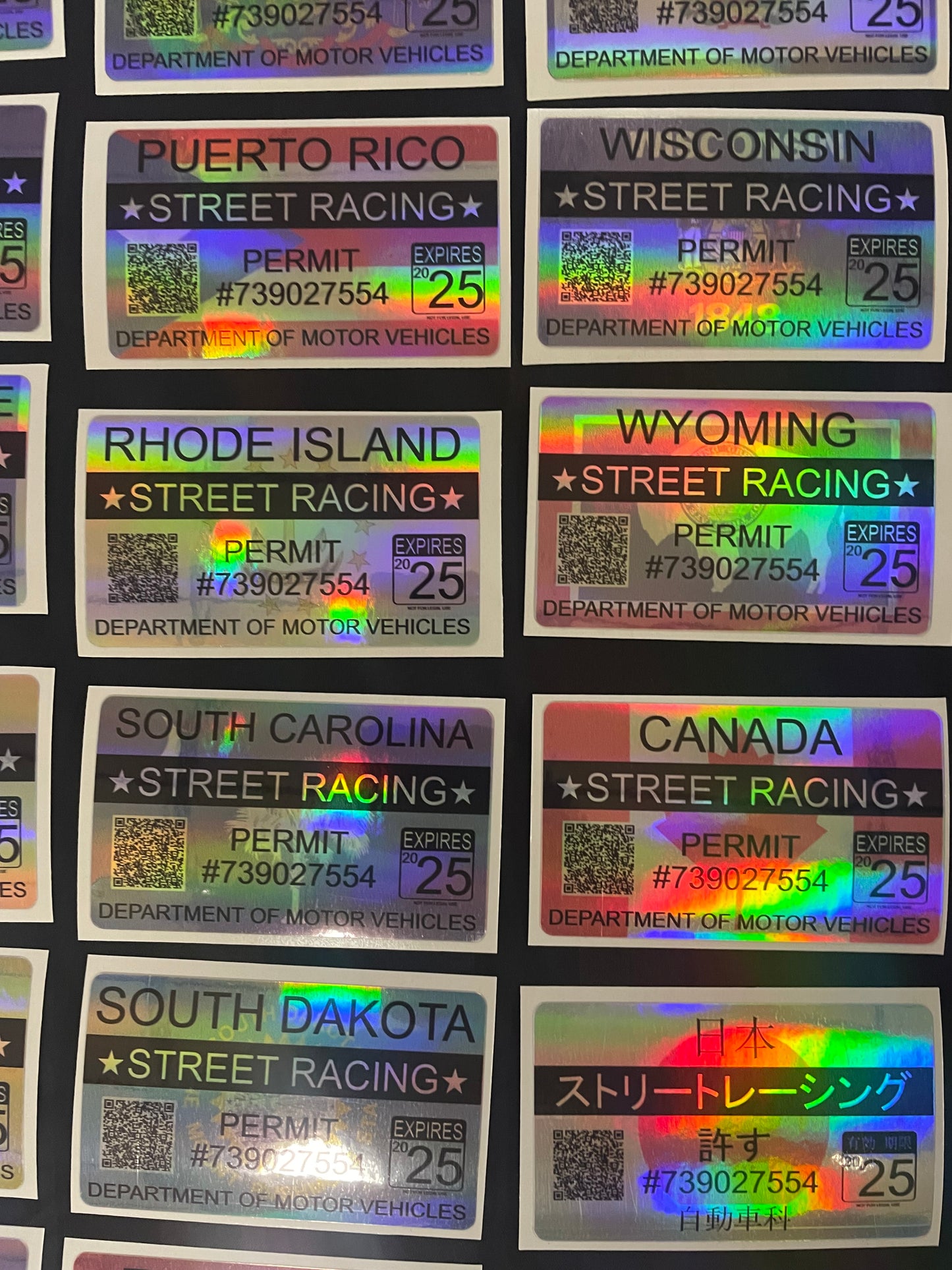 Street Racing Permit Drag Racing Stickers / Decals