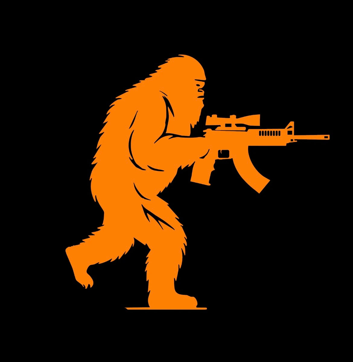 Sasquatch Bigfoot Holding AR15 Gun Rifle Decal / Sticker