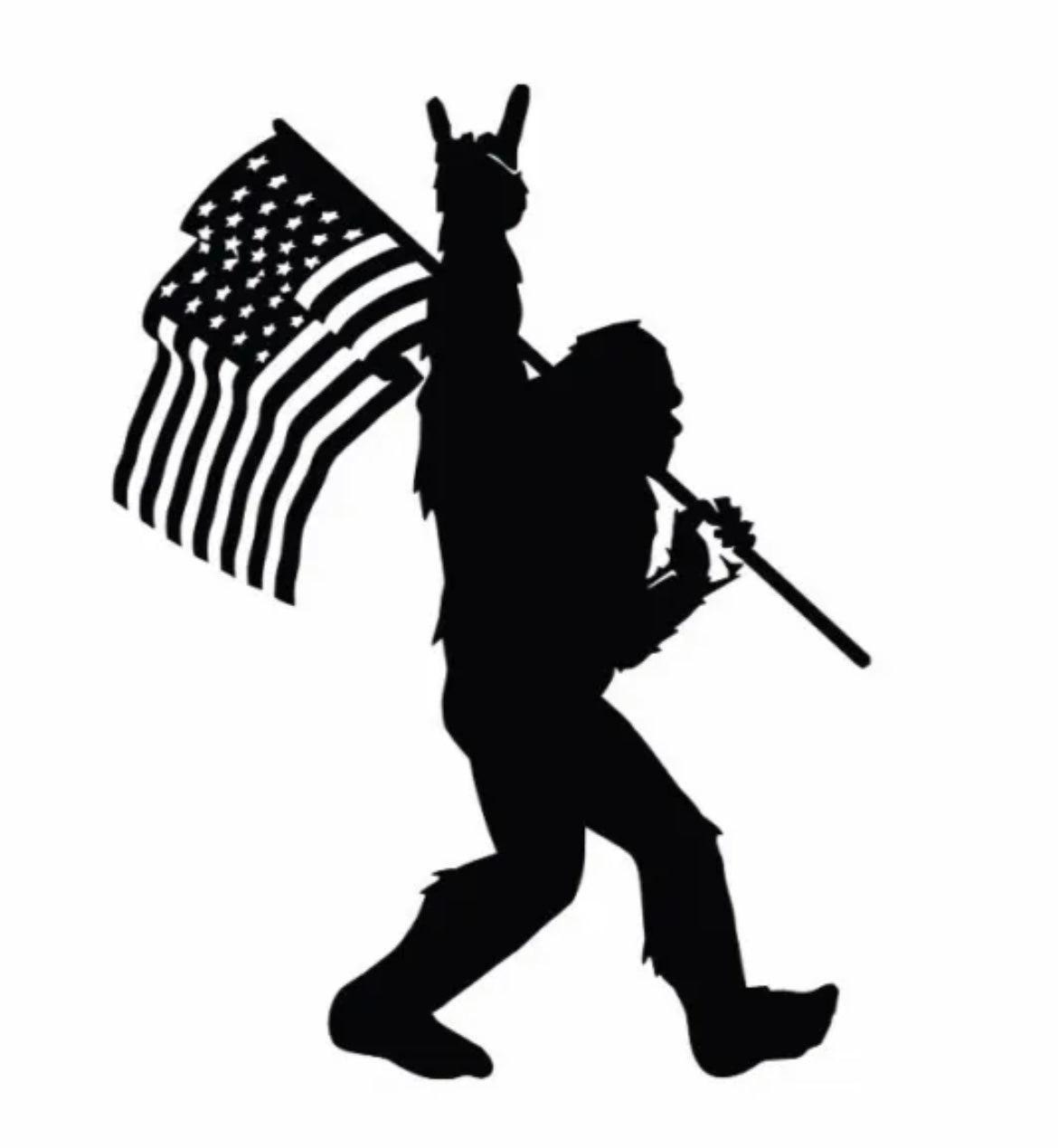 Bigfoot Sasquatch American Flag Decal / Sticker