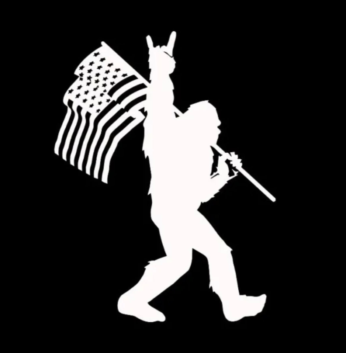 Bigfoot Sasquatch American Flag Decal / Sticker