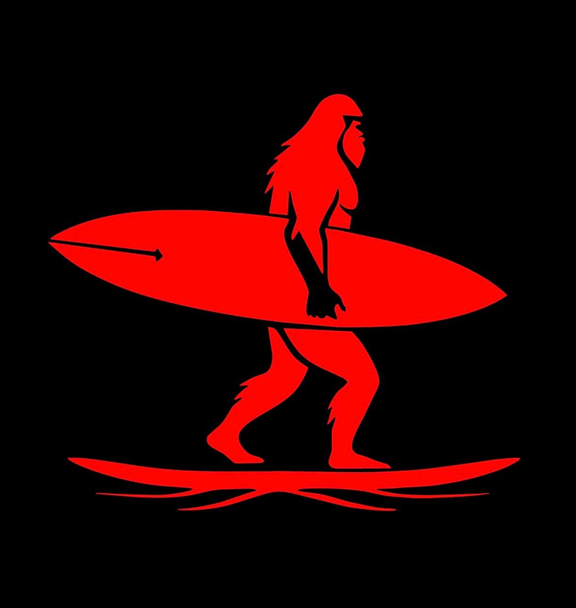 Surfing Sasquatch Bigfoot Surfboard Surf Decal / Sticker