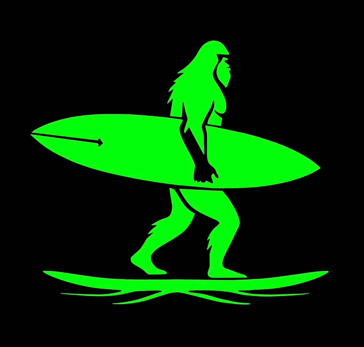 Surfing Sasquatch Bigfoot Surfboard Surf Decal / Sticker