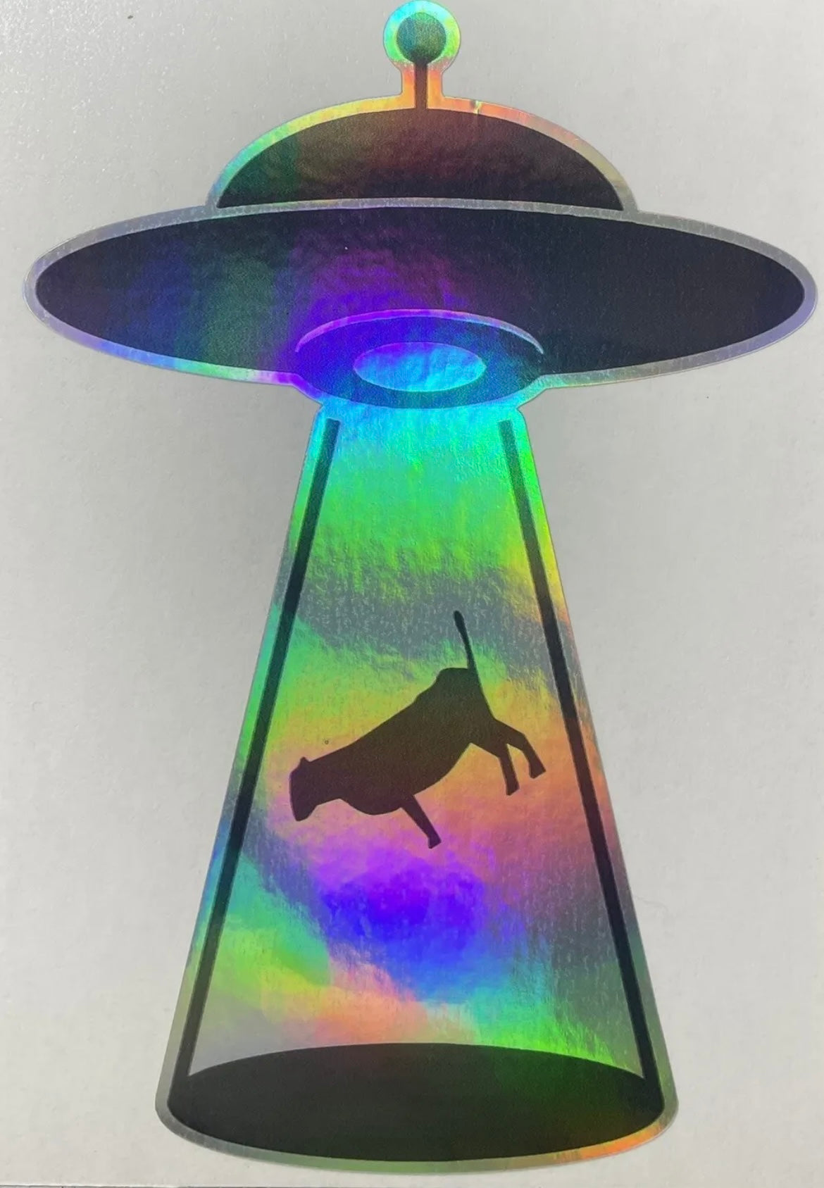 Holographic Alien SciFi UFO Space cow Abduction Decal / Sticker