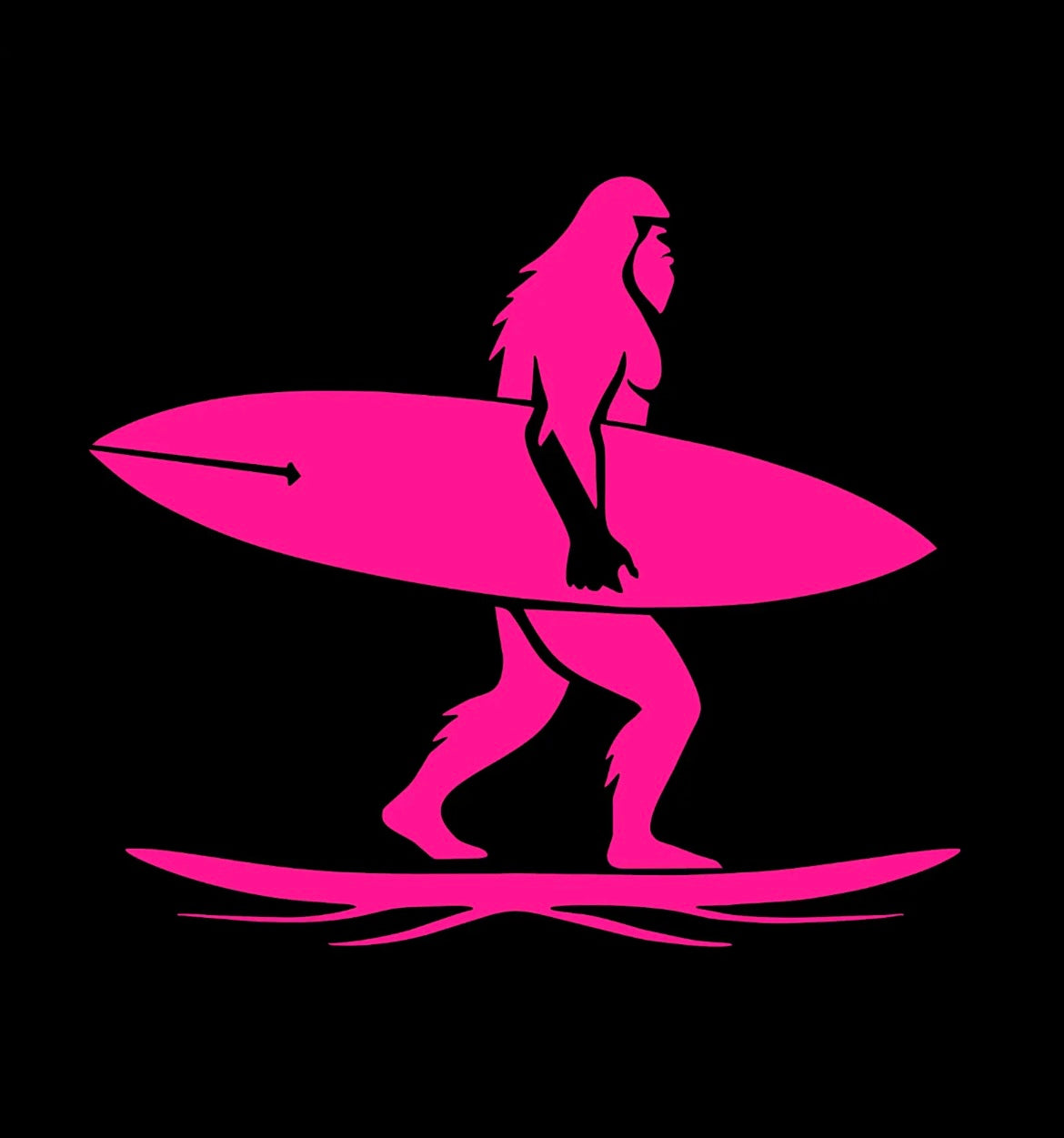 Surfing Sasquatch Bigfoot Surfboard Surf Decal / Sticker