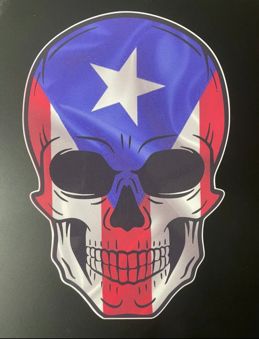 PUERTO RICO RICAN FLAG SKULL DECAL STICKER