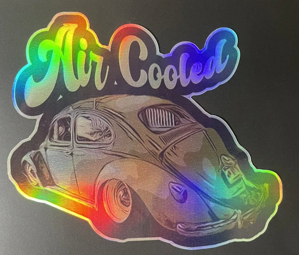 Holographic Aircooled VINYL STICKER DECAL VEEDUB VOLKS BUG BUS GHIA Stance German Vag Bagged