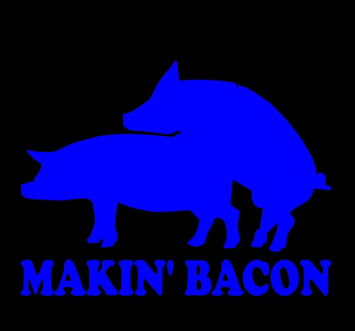 Makin ' Bacon Vinyl Decal Funny Car Truck Sticker Backyard Grill Pig Smoke jdm